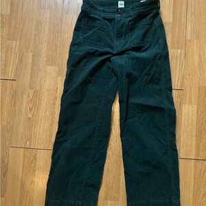 Green Corduroy Straight Leg Pants